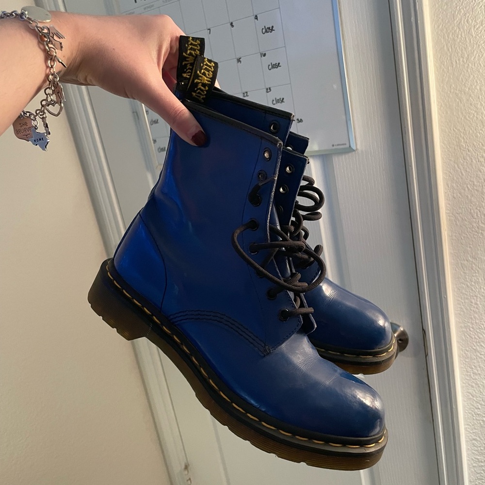 Blue Dr. Martens 1460 Leather Boots